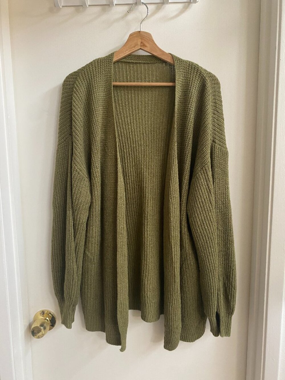 Army Green Long Cardigan Sweater